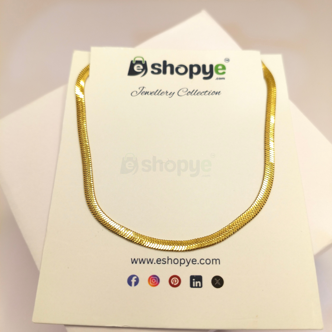 Fashion Accessory Gold Plated Flat Snake Chain Necklace | Anti Tarnish