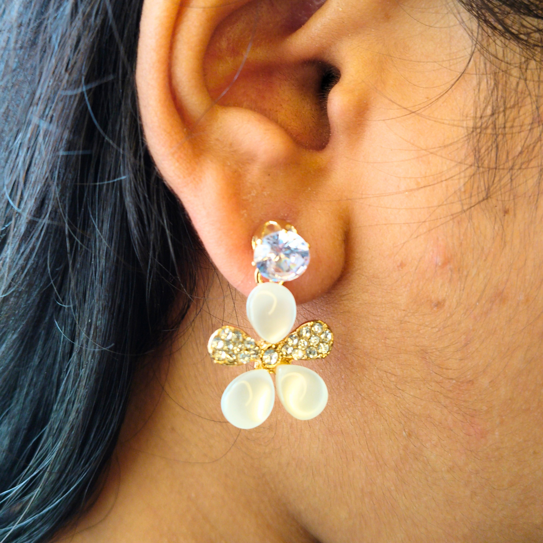 Pearl Stud & Bow Earrings Set – Elegant 3-in-1 Crystal & Rhinestone Design