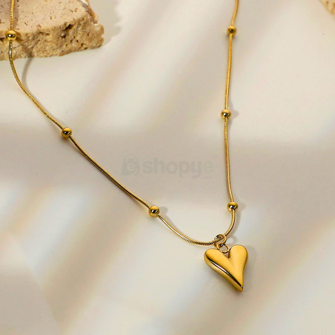 Tarnish Resistant Heart Pendant – Gold-Plated Stainless Steel Jewelry