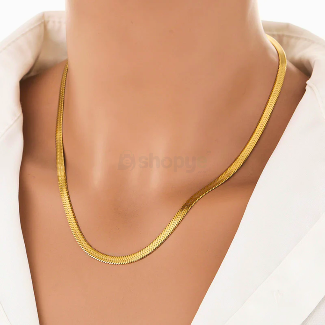 Fashion Accessory Gold Plated Flat Snake Chain Necklace | Anti Tarnish