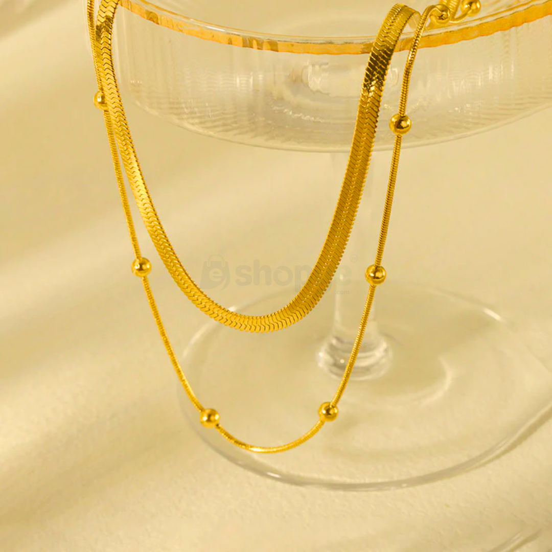 Tarnish Resistant Gold-Plated Layered Necklace – Anti Tarnish Chain