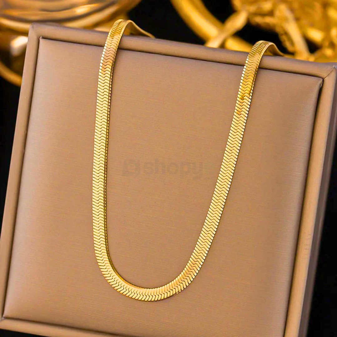 Fashion Accessory Gold Plated Flat Snake Chain Necklace | Anti Tarnish