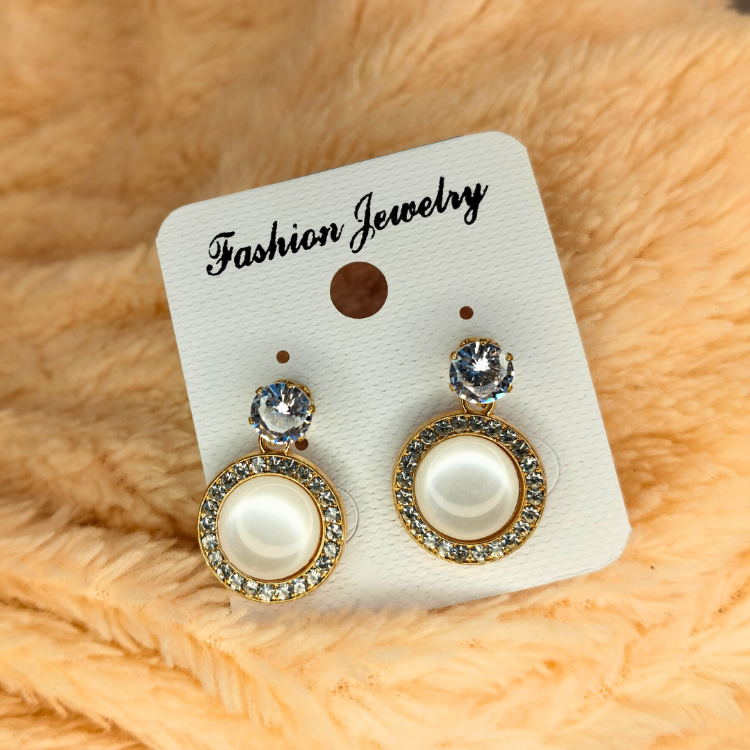 Crystal Pearl Halo Drop Earrings – Classic Elegance for Every Occasion