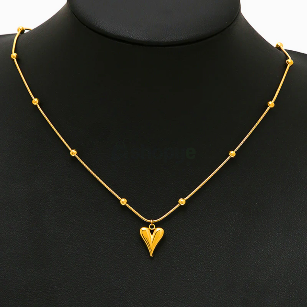 Tarnish Resistant Heart Pendant – Gold-Plated Stainless Steel Jewelry