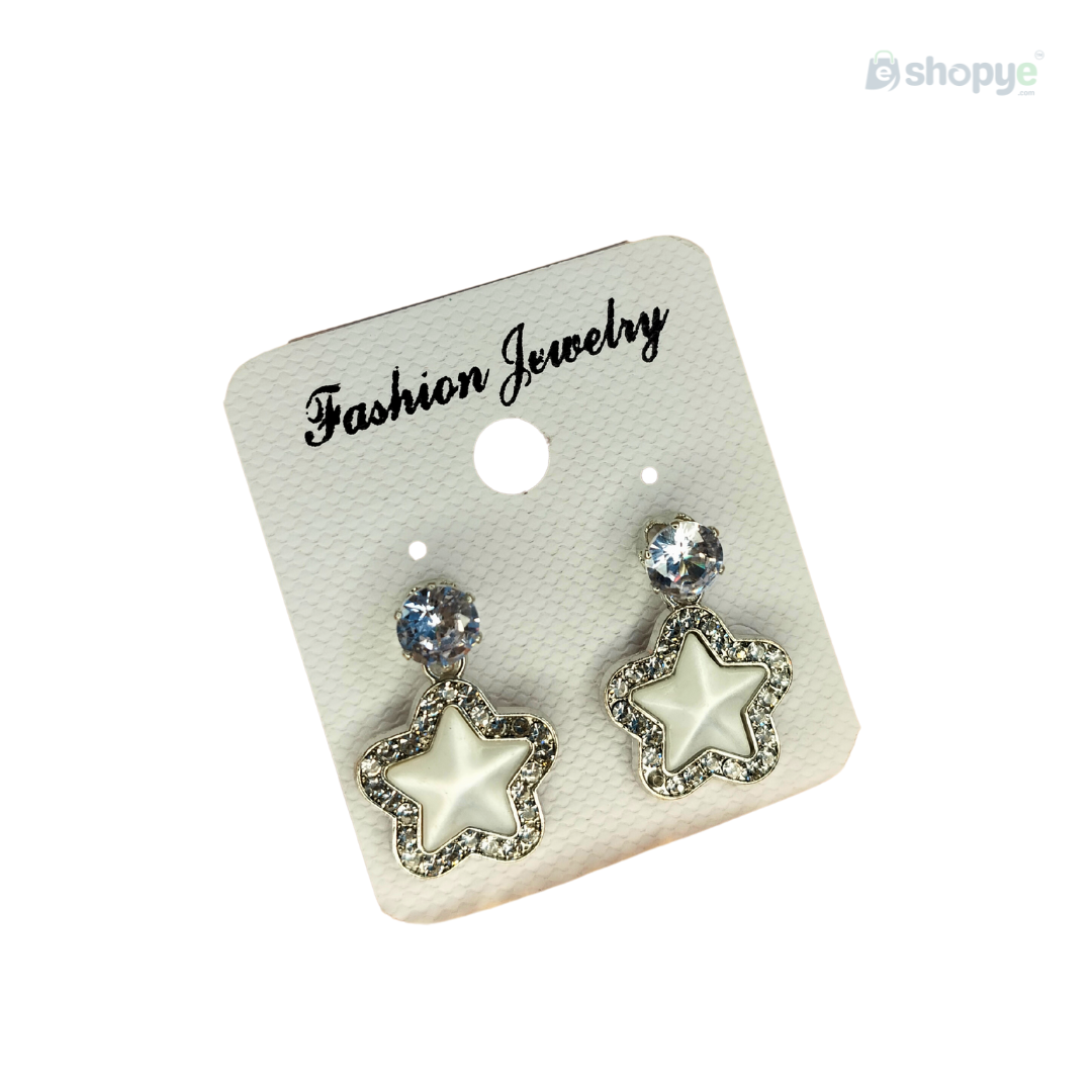 Pearl Twinkle Star Drop Earrings – Elegant Shine with Crystal Accent