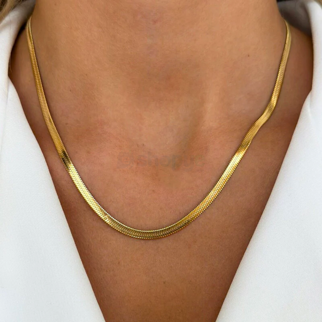 Fashion Accessory Gold Plated Flat Snake Chain Necklace | Anti Tarnish