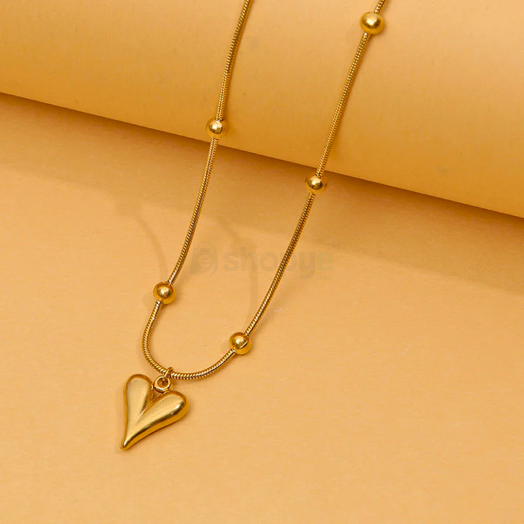 Tarnish Resistant Heart Pendant – Gold-Plated Stainless Steel Jewelry