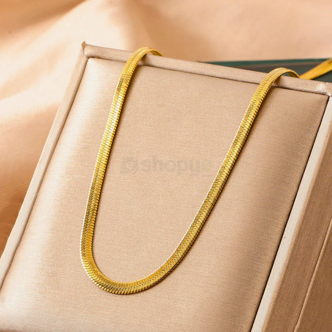 Fashion Accessory Gold Plated Flat Snake Chain Necklace | Anti Tarnish