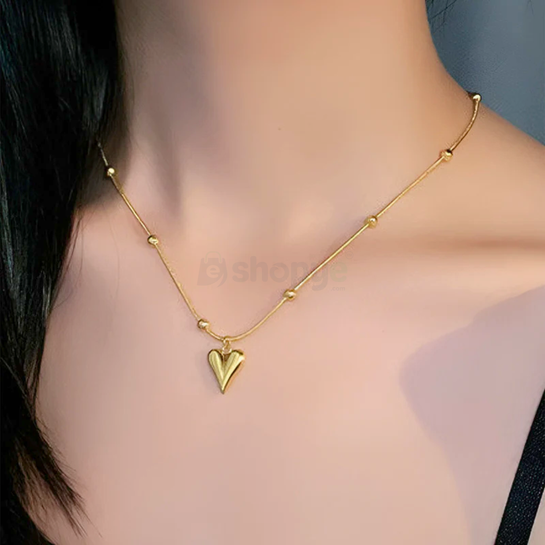 Tarnish Resistant Heart Pendant – Gold-Plated Stainless Steel Jewelry