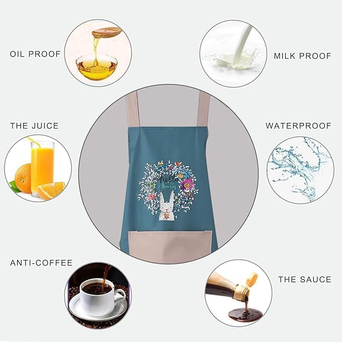 ESHOPYE ™ 1 Pcs Assorted Waterproof Kitchen Apron for Women with Big Front Pocket