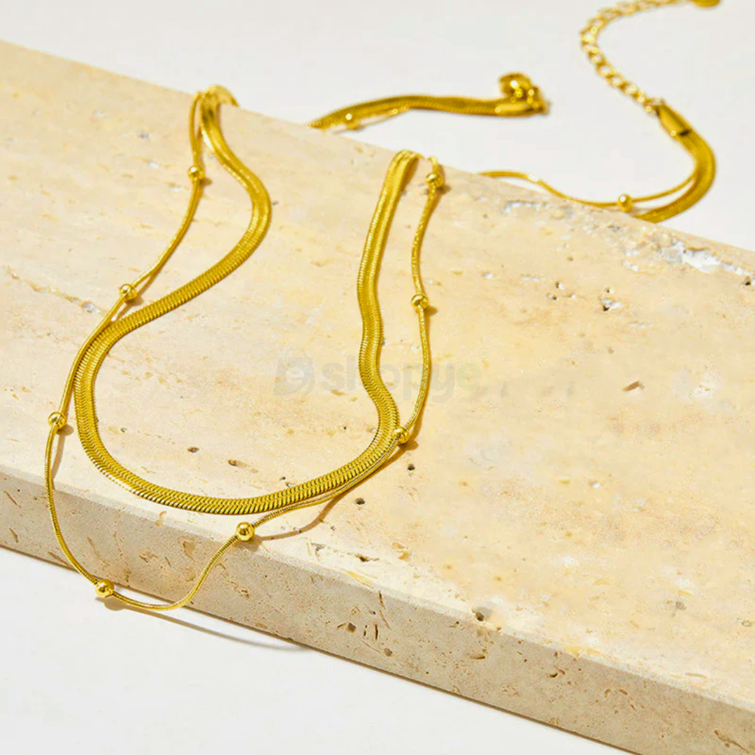 Tarnish Resistant Gold-Plated Layered Necklace – Anti Tarnish Chain