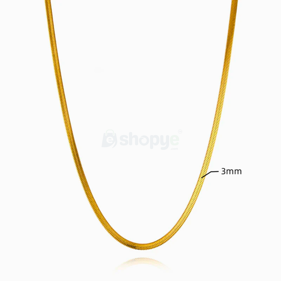 Fashion Accessory Gold Plated Flat Snake Chain Necklace | Anti Tarnish