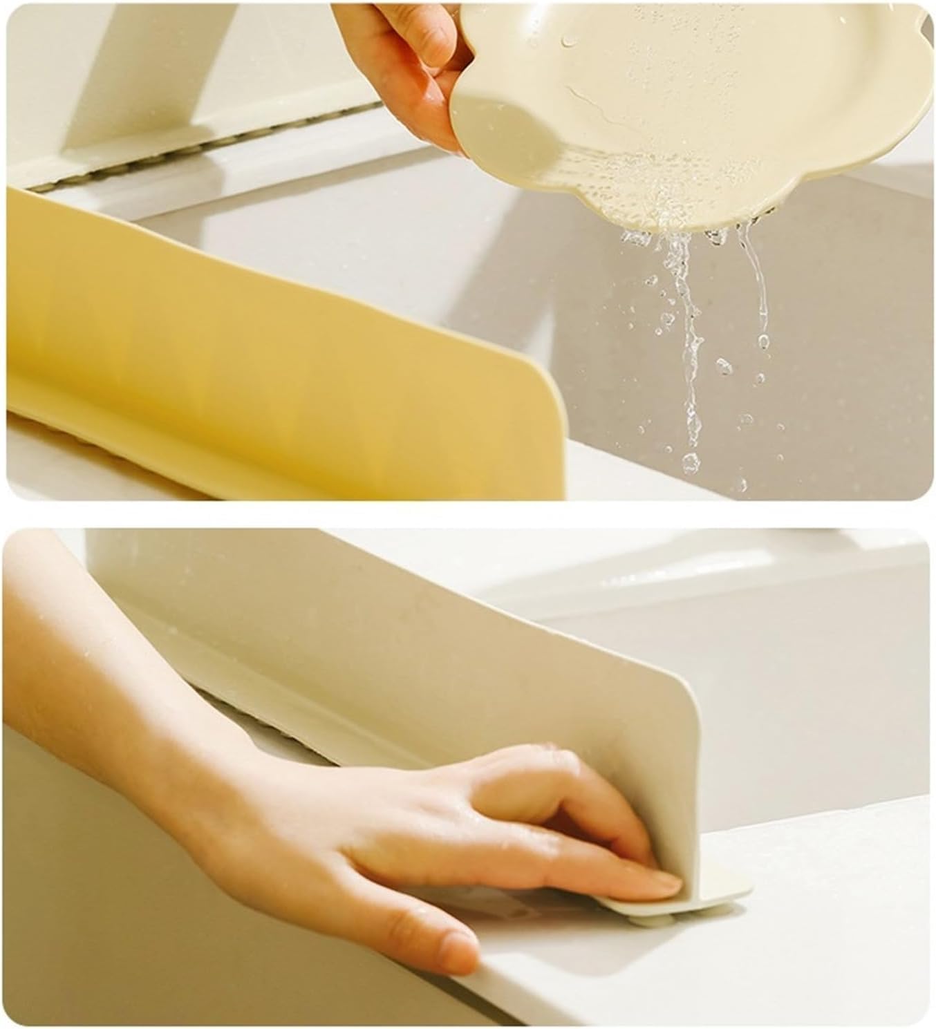 ESHOPYE ™ Kitchen Island Sink Backsplash Guard Lightweight for Sink Bathroom Household Beige