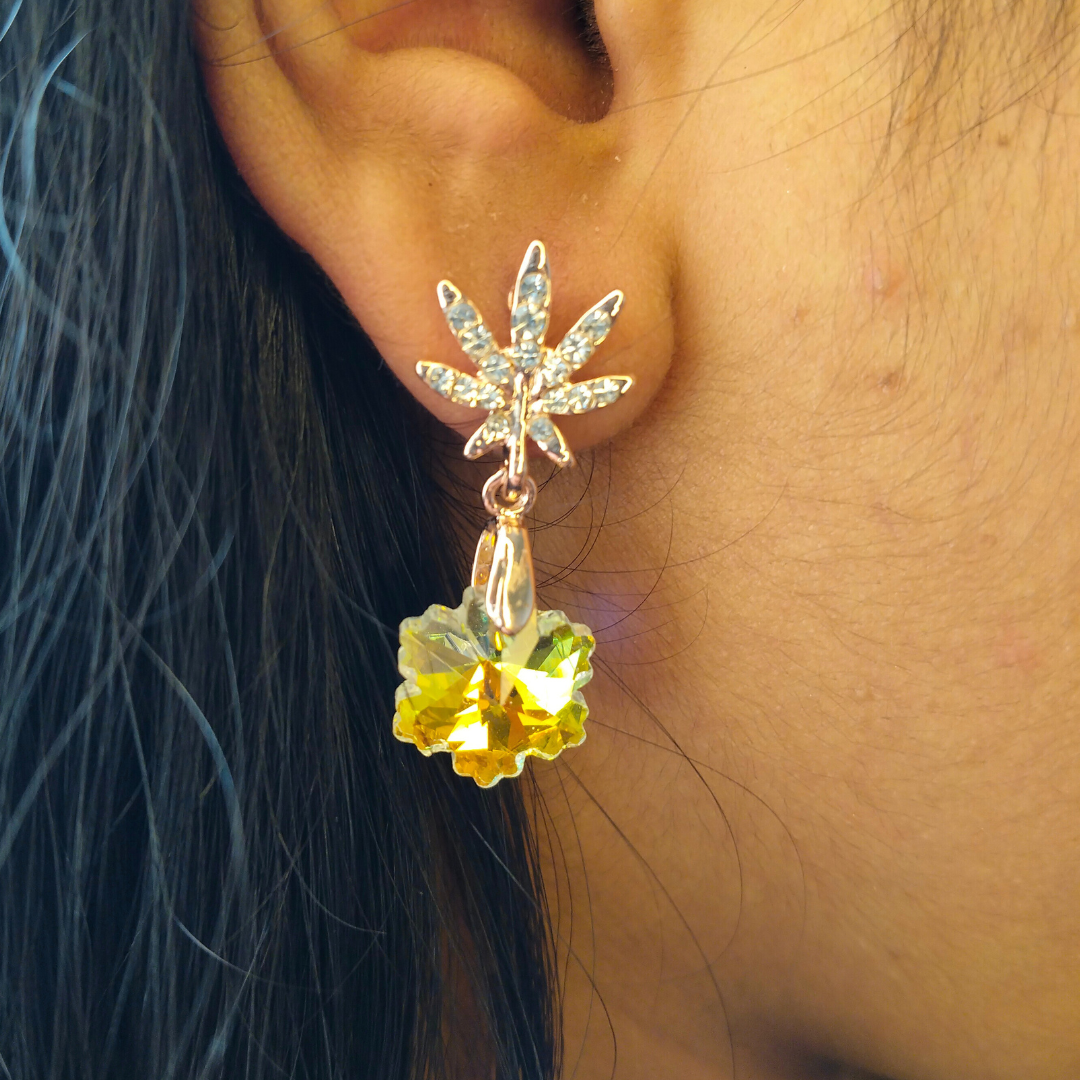 Crystal Heart Drop Earrings – Iridescent Butterfly Charm for Women