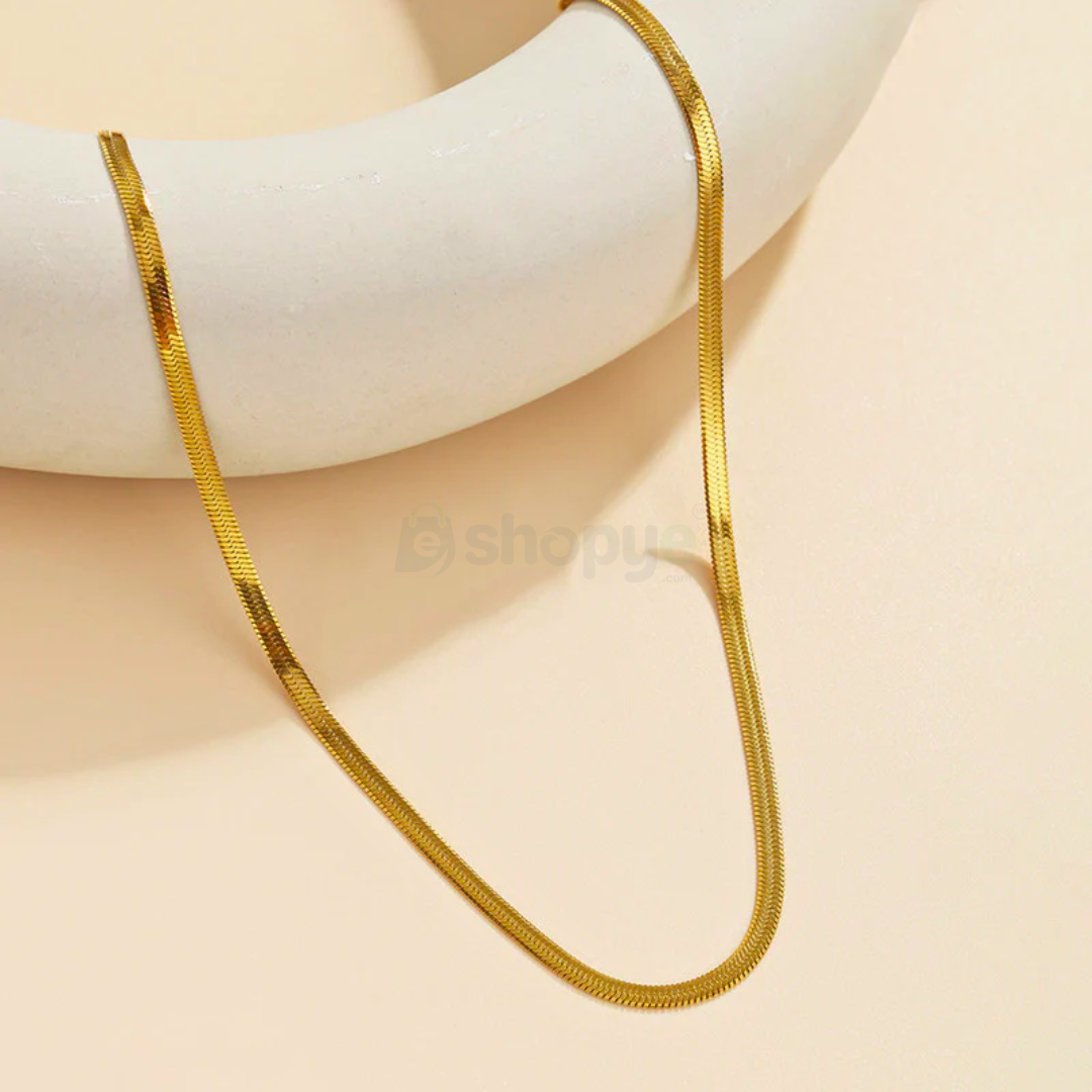 Fashion Accessory Gold Plated Flat Snake Chain Necklace | Anti Tarnish