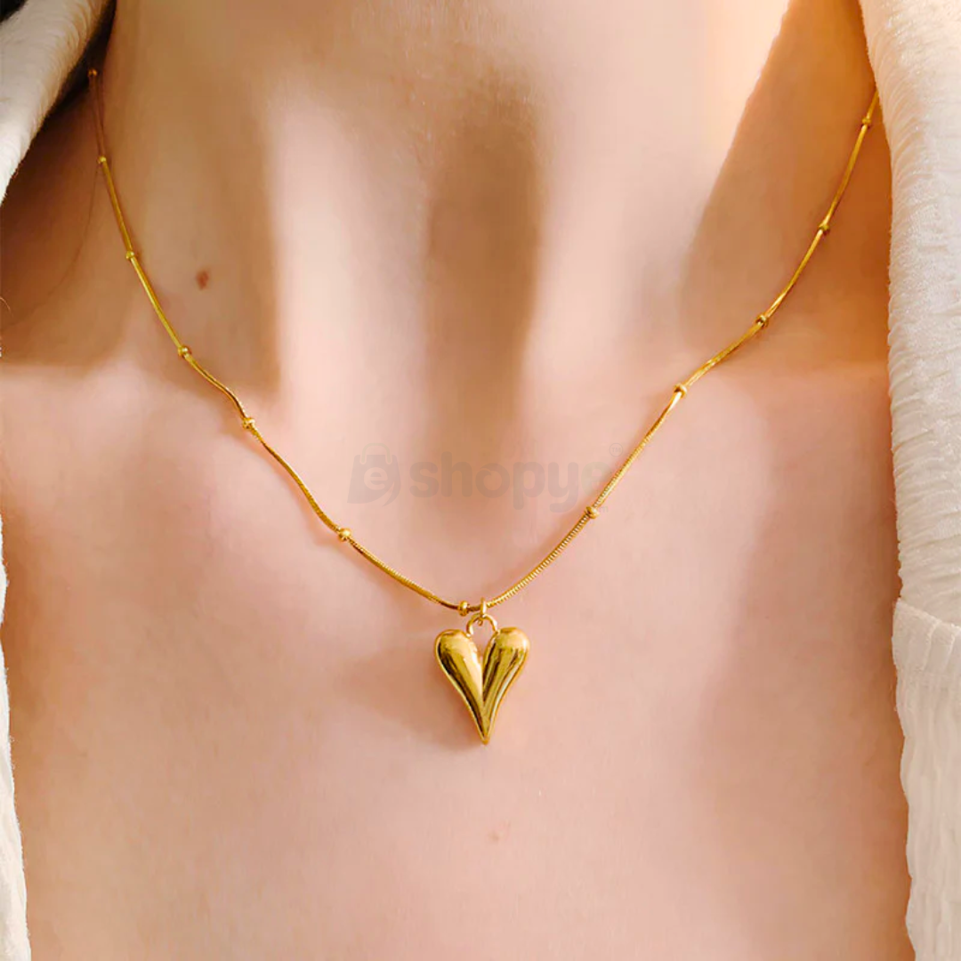Tarnish Resistant Heart Pendant – Gold-Plated Stainless Steel Jewelry