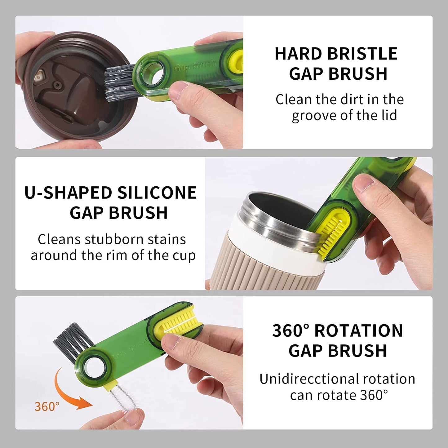 ESHOPYE ™ 3 in 1 Multifunctional Bottle Cleaning Brush for Bottle Cap