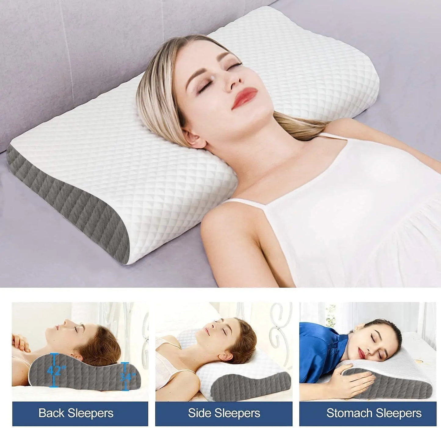 Orthopedic Memory Foam Pillow - Contour Cervical Support Pillow
