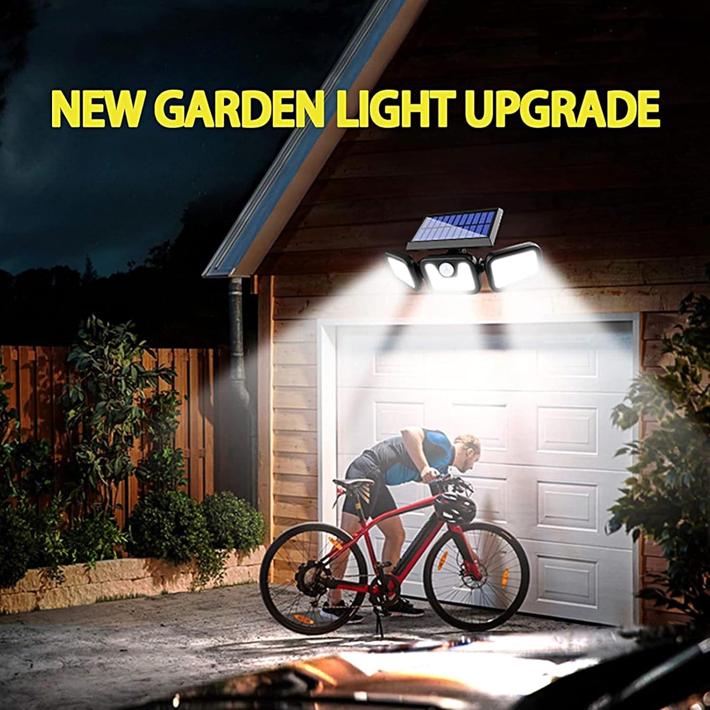 ESHOPYE ™ Solar Outdoor Lights, 3000LM Super Bright Motion Sensor Outdoor Light, IP65 Waterproof Wide Angle 6500K Solar Powered Security Flood Lights for Outside Garage Yard Patio