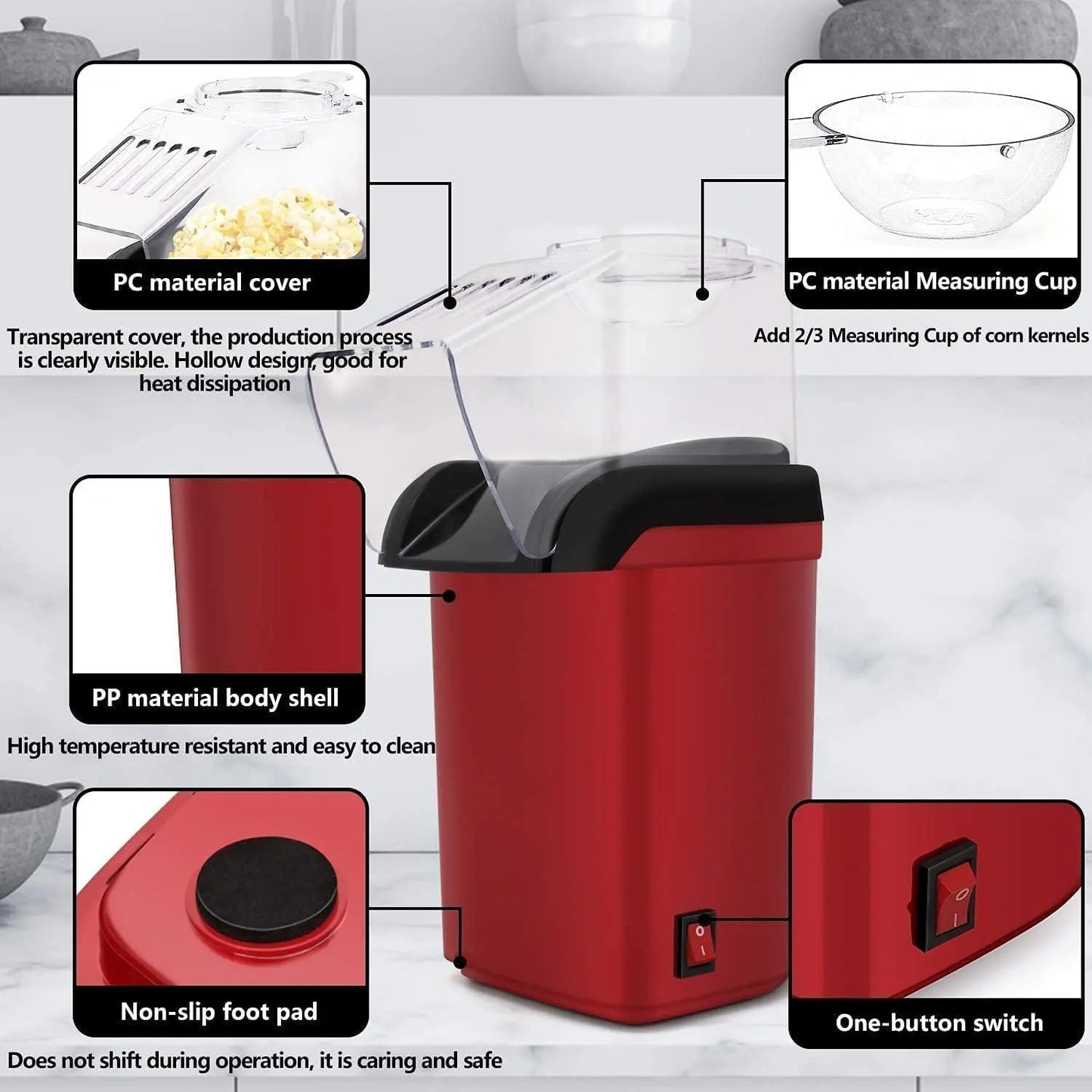 Appliances - Electric Popcorn Maker Machine 1200W | Quick & Easy Snack