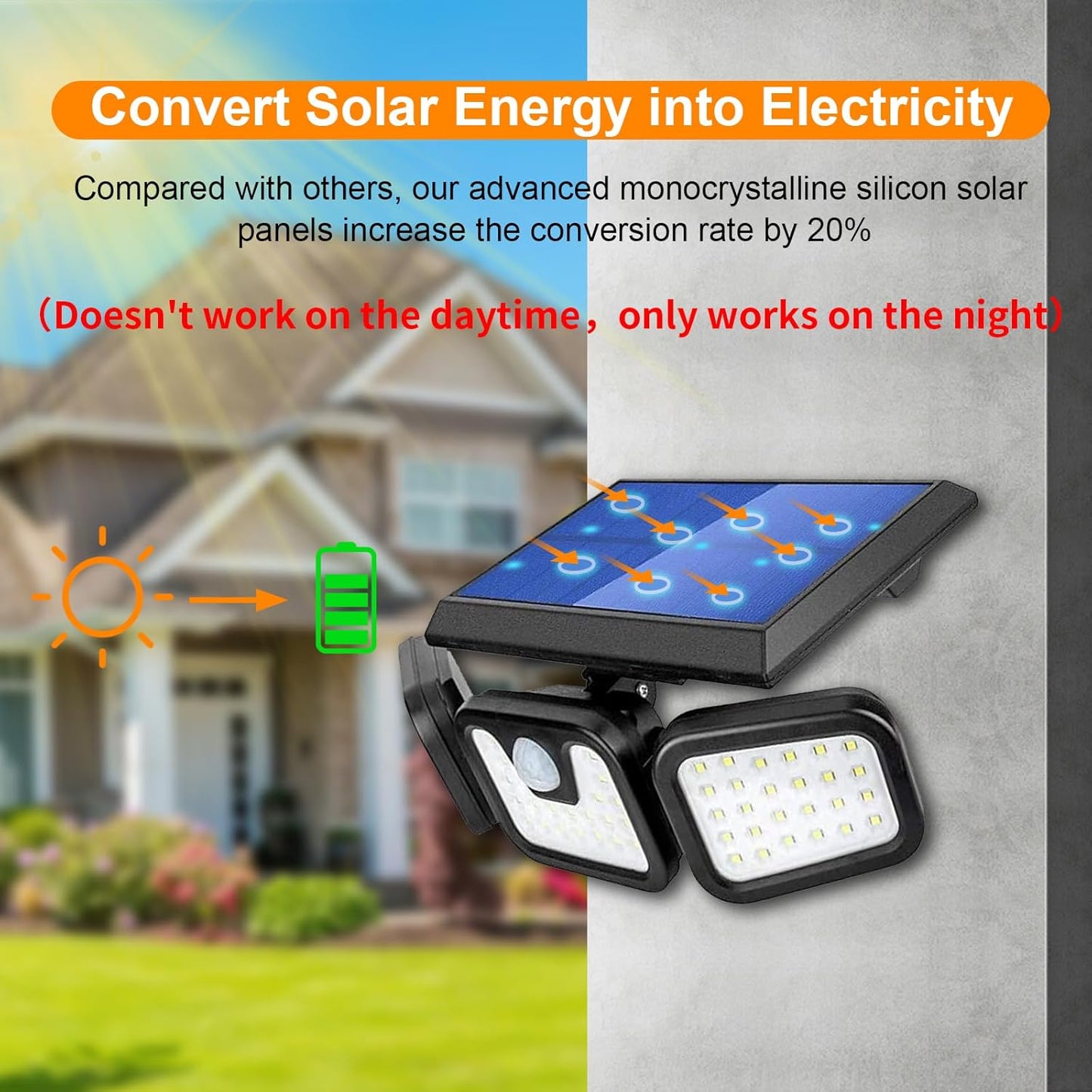 ESHOPYE ™ Solar Outdoor Lights, 3000LM Super Bright Motion Sensor Outdoor Light, IP65 Waterproof Wide Angle 6500K Solar Powered Security Flood Lights for Outside Garage Yard Patio
