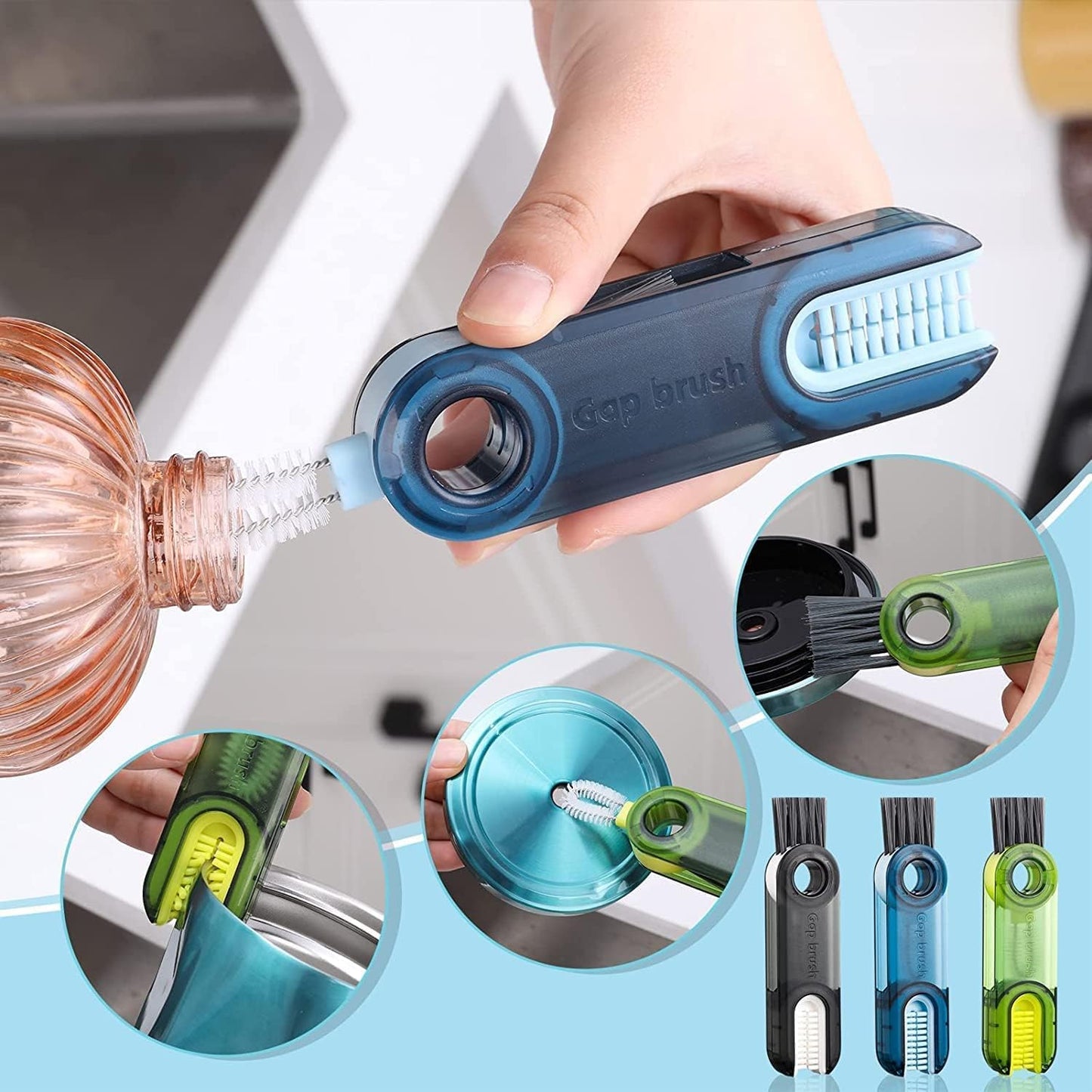 ESHOPYE ™ 3 in 1 Multifunctional Bottle Cleaning Brush for Bottle Cap