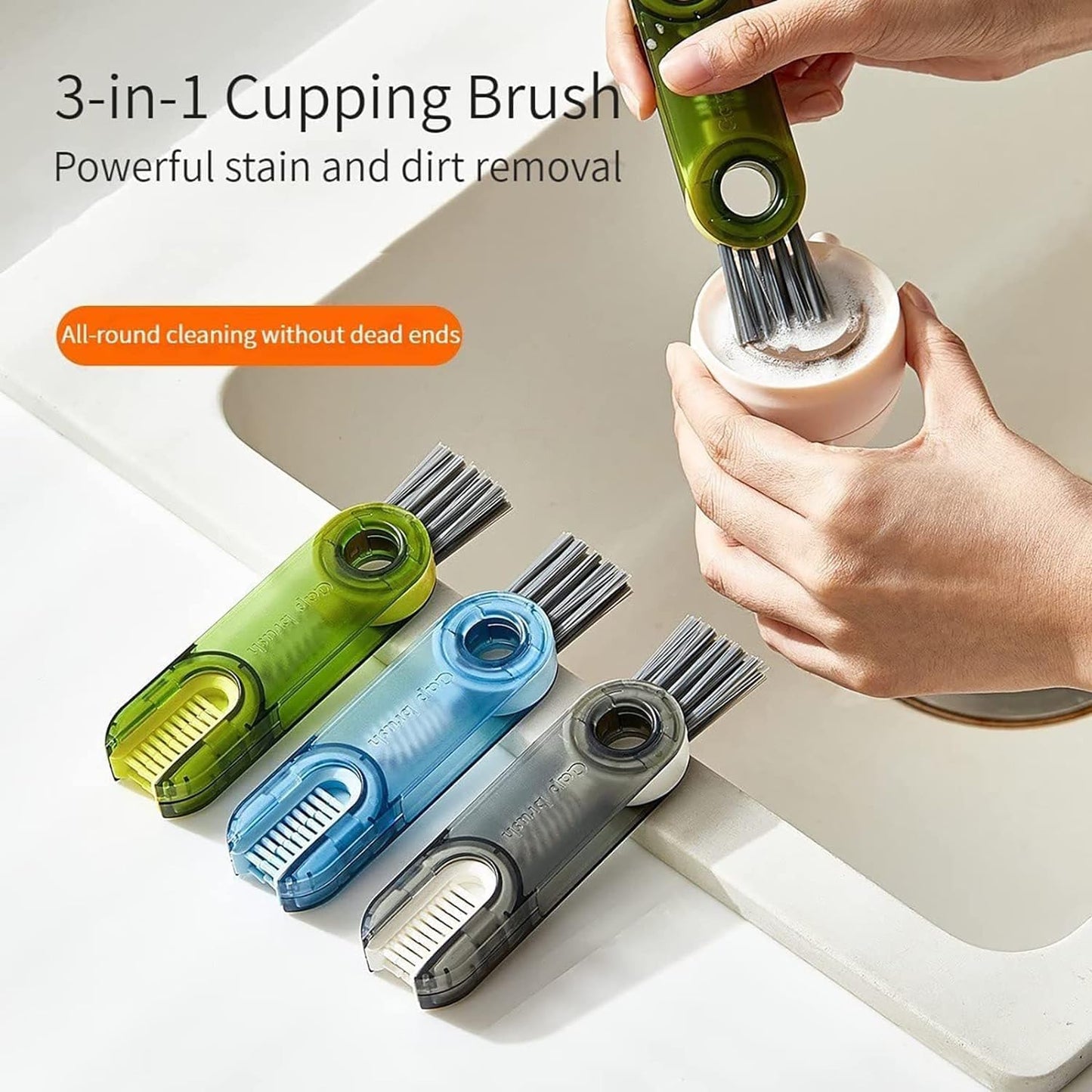 ESHOPYE ™ 3 in 1 Multifunctional Bottle Cleaning Brush for Bottle Cap