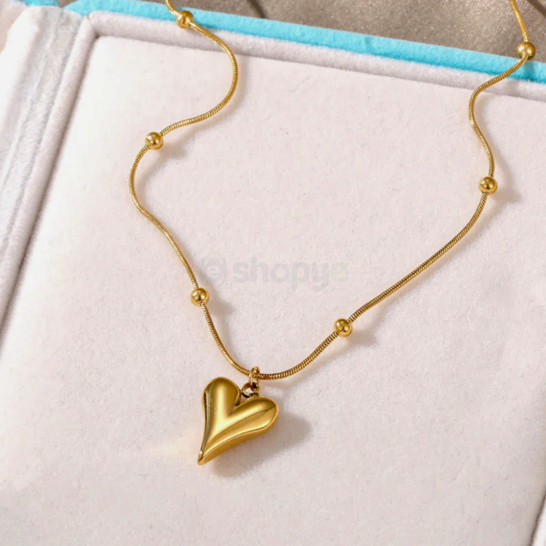 Tarnish Resistant Heart Pendant – Gold-Plated Stainless Steel Jewelry