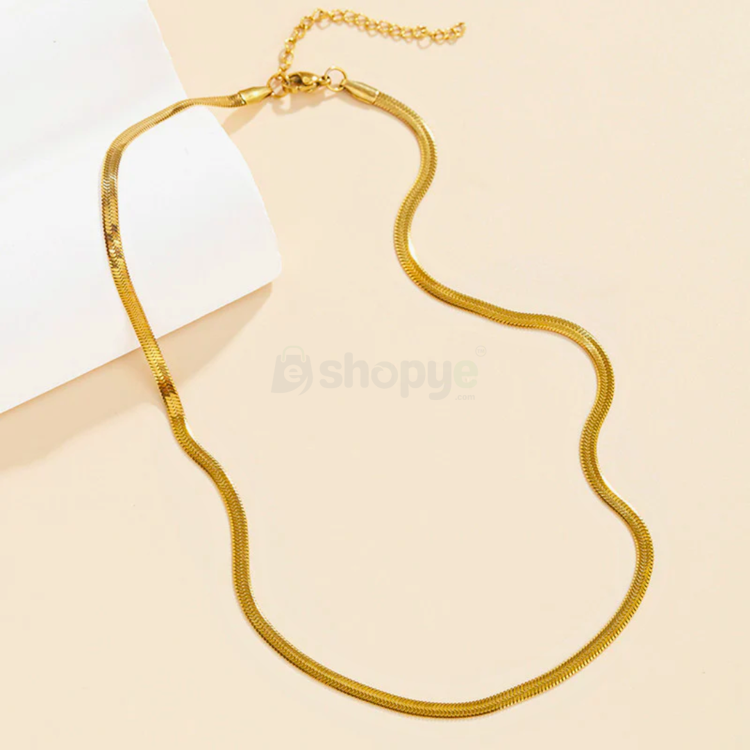 Fashion Accessory Gold Plated Flat Snake Chain Necklace | Anti Tarnish