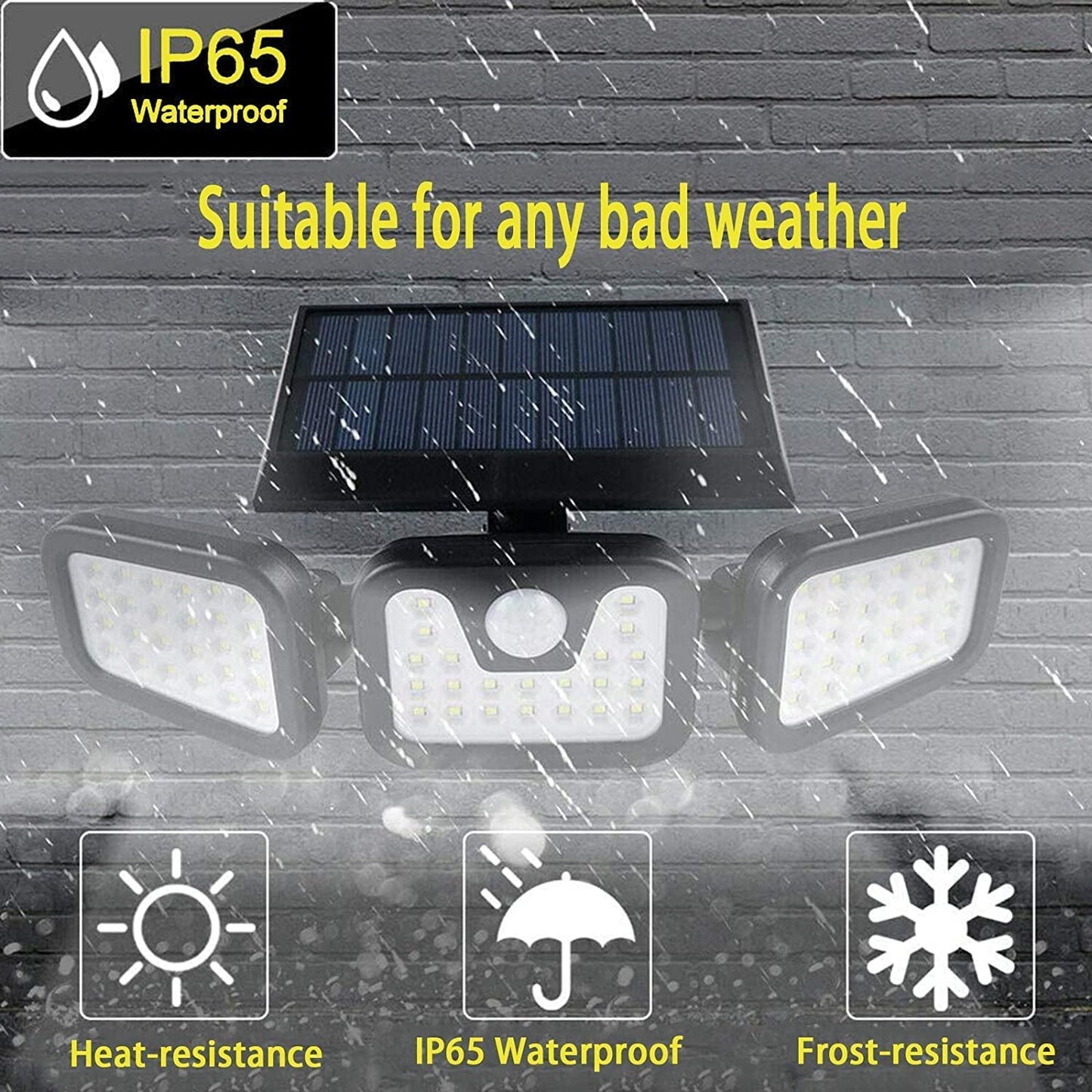 ESHOPYE ™ Solar Outdoor Lights, 3000LM Super Bright Motion Sensor Outdoor Light, IP65 Waterproof Wide Angle 6500K Solar Powered Security Flood Lights for Outside Garage Yard Patio