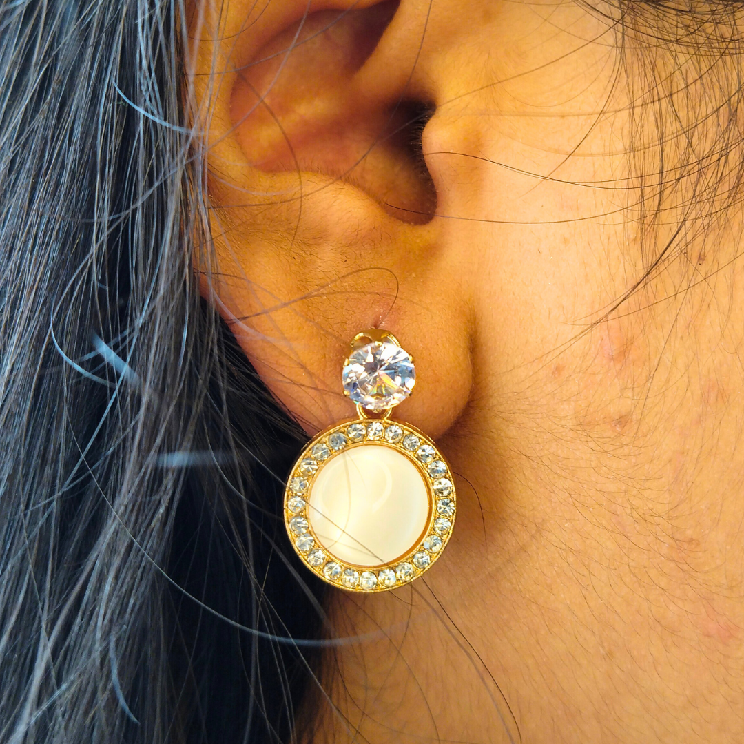 Crystal Pearl Halo Drop Earrings – Classic Elegance for Every Occasion