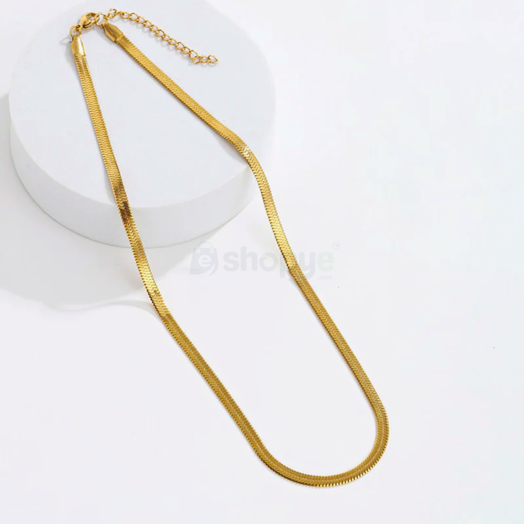 Fashion Accessory Gold Plated Flat Snake Chain Necklace | Anti Tarnish