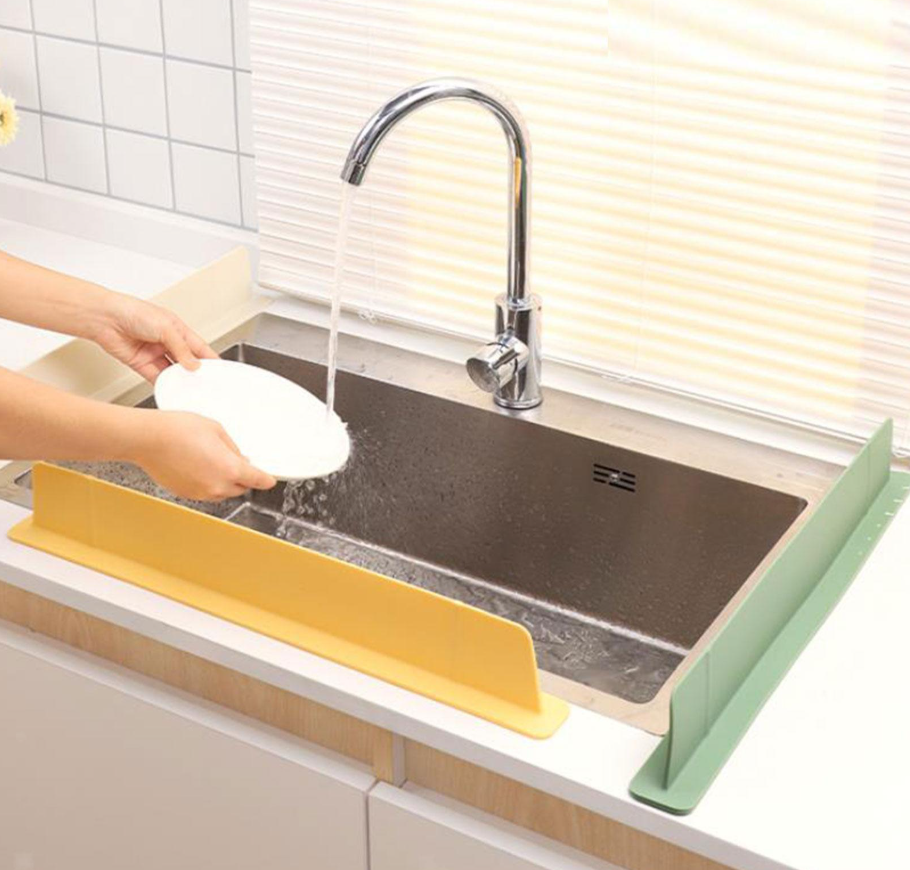 ESHOPYE ™ Kitchen Island Sink Backsplash Guard Lightweight for Sink Bathroom Household Beige