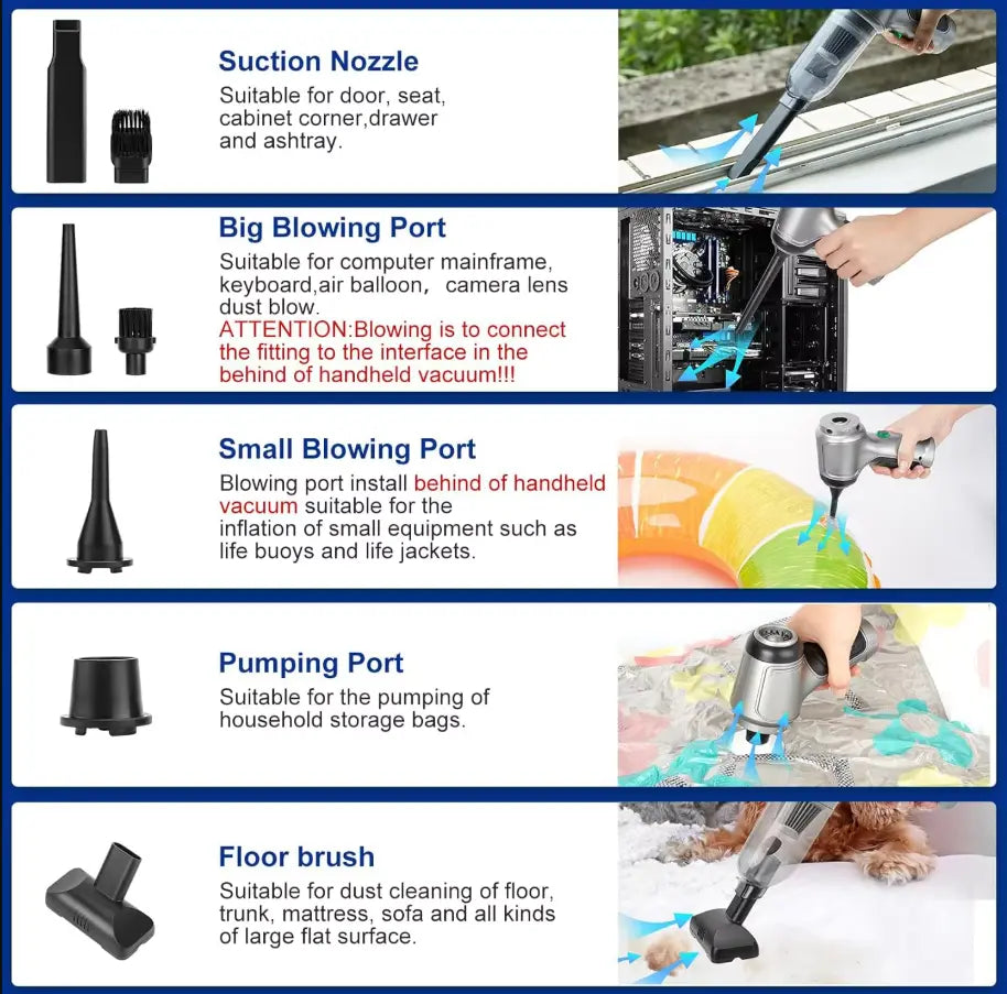 Cleaner Wireless Handheld Vacuum | 15000PA Suction 3-in-1 Cordless Use