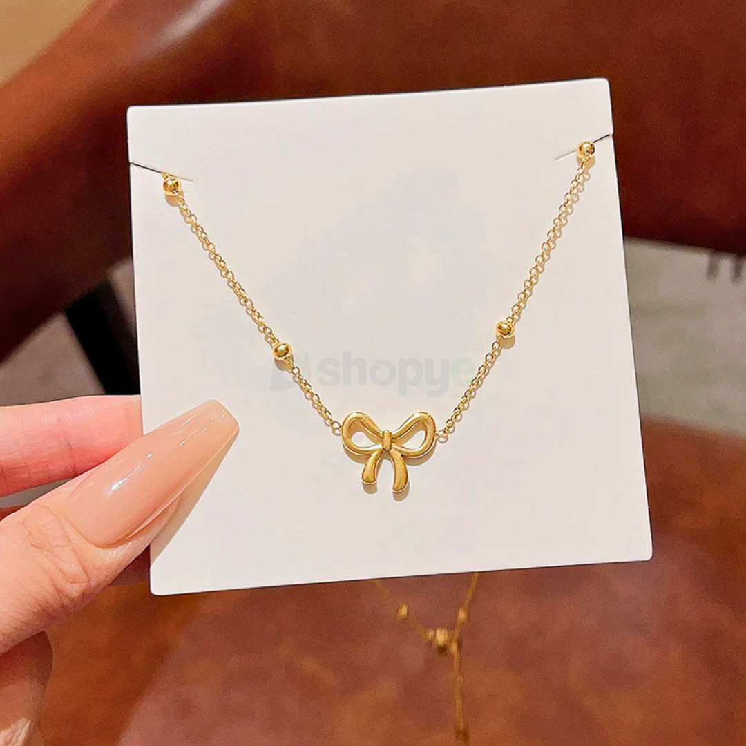 Tarnish Resistant Gold-Plated Infinity Bow Pendant – Elegant Jewelry