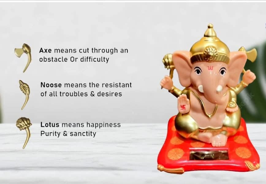 ESHOPYE™  3.5 Inch Solar Powered Ganesh Idol for Car Dashboard