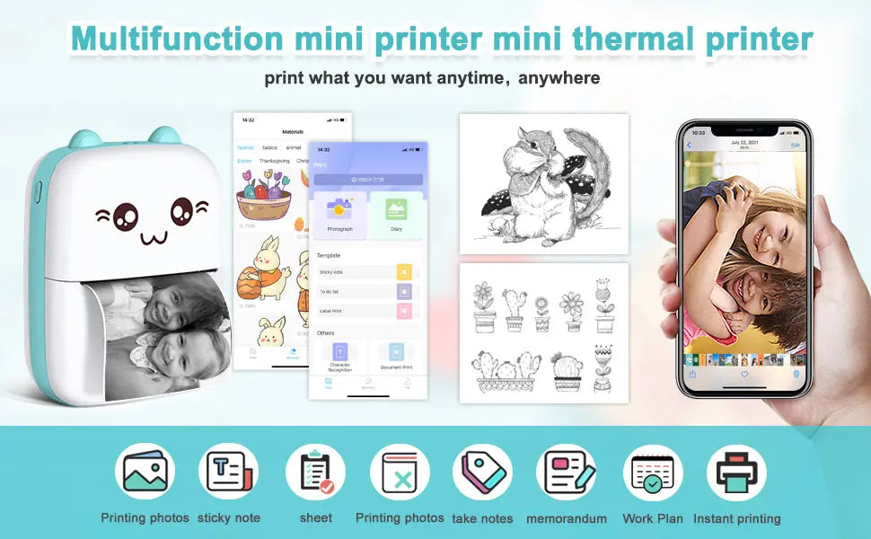 Printing Solution- Portable Wireless Inkless Bluetooth Mini Printer 