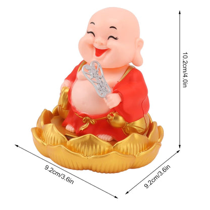 ESHOPYE™ Solar Powered Moving Head and Hand Buddha Monk Idol – Feng Shui Good Luck Money Potli Statue