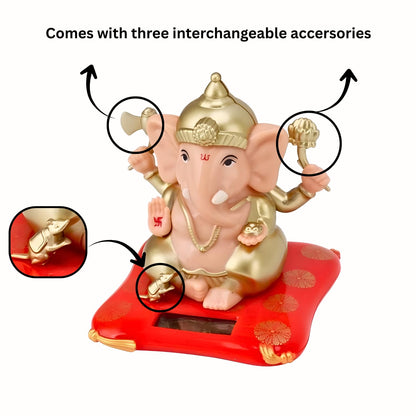 ESHOPYE™  3.5 Inch Solar Powered Ganesh Idol for Car Dashboard
