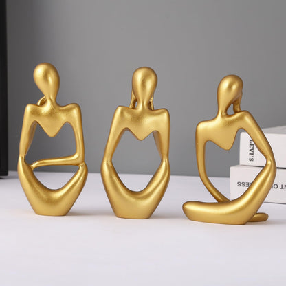ESHOPYE ™ Decorative Abstract Thinker Men Statue Set of 3 Modern Art Showpiece