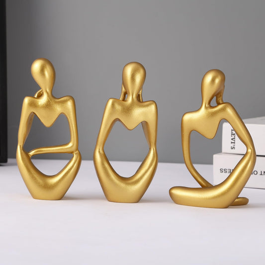 ESHOPYE ™ Decorative Abstract Thinker Men Statue Set of 3 Modern Art Showpiece