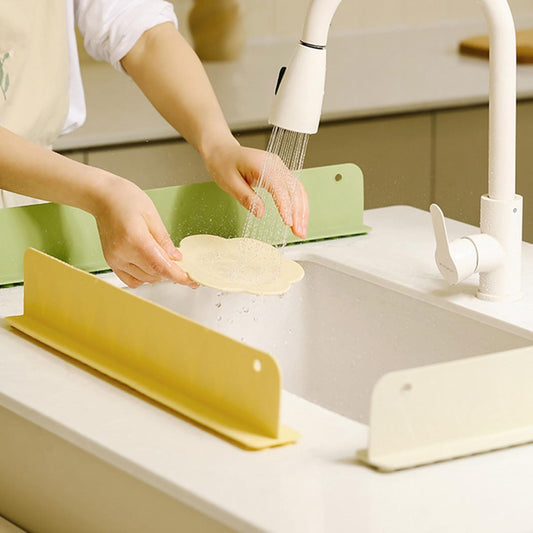 ESHOPYE ™ Kitchen Island Sink Backsplash Guard Lightweight for Sink Bathroom Household Beige