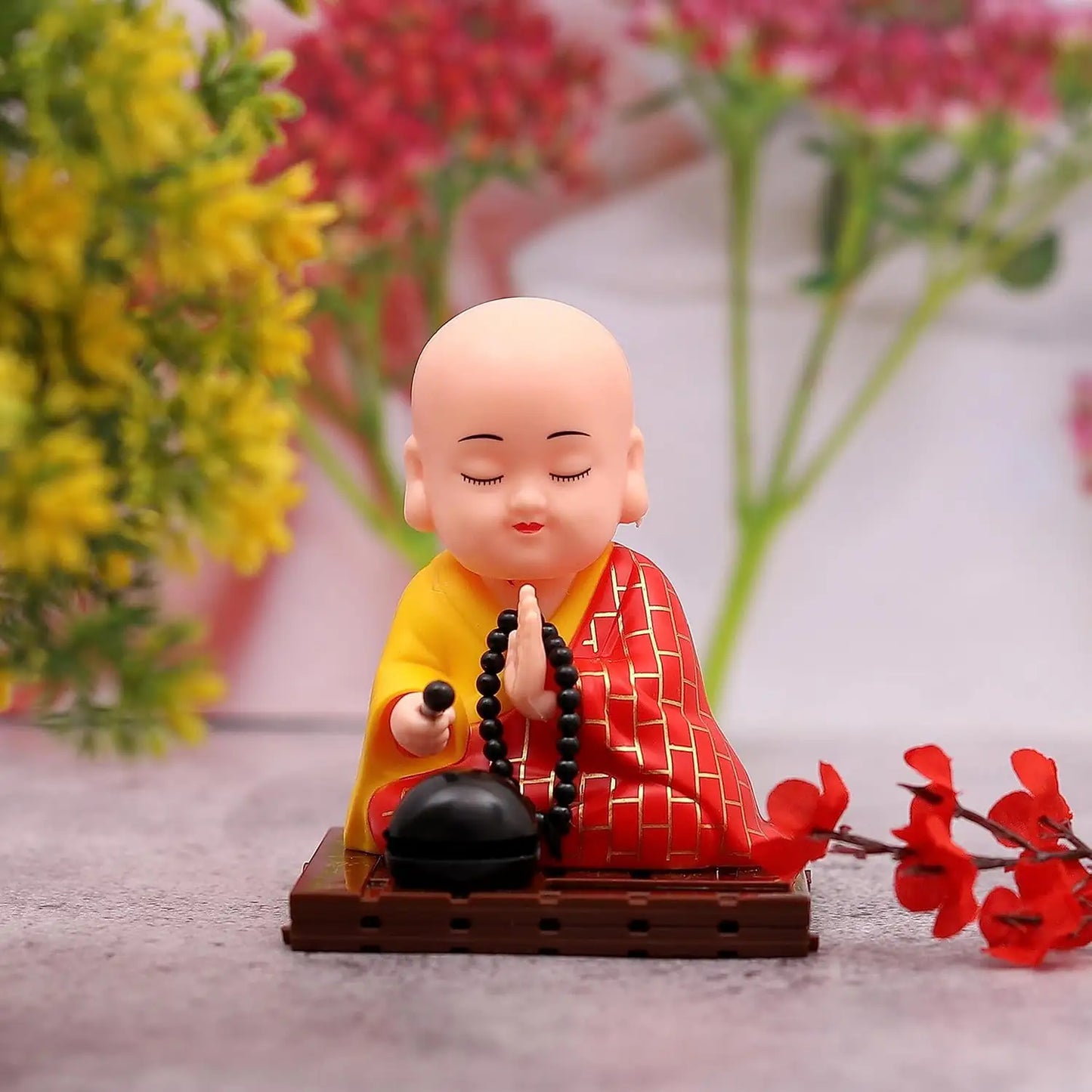  solar powered Cute Little Monk Buddha Figurine for Home Decor, Meditation & Office Desk ESHOPYE ™