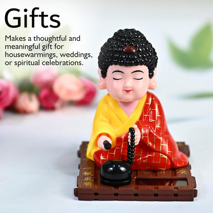 ESHOPYE Solar Buddha Moving Head Idol – Head Shaking Laughing Buddha for Car, Home &amp; Office Décor | Solar Powered Dancing Buddha Statue