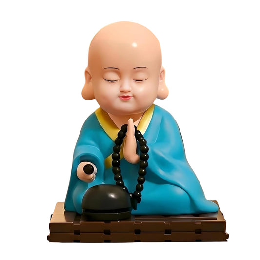 ESHOPYE™ Solar Buddha Moving Head Idol – Head Shaking Laughing Buddha for Car, Home - Blue