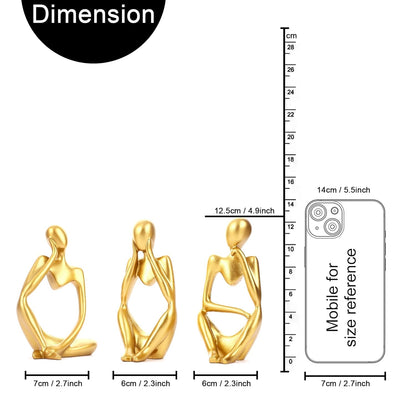 ESHOPYE ™ Decorative Abstract Thinker Men Statue Set of 3 Modern Art Showpiece