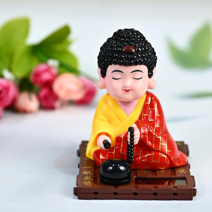ESHOPYE Solar Buddha Moving Head Idol – Head Shaking Laughing Buddha for Car, Home &amp; Office Décor | Solar Powered Dancing Buddha Statue