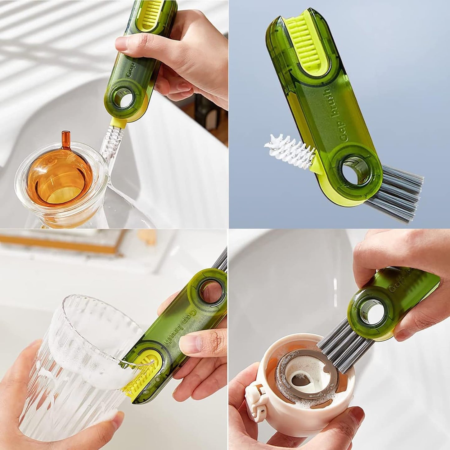 ESHOPYE ™ 3 in 1  Multifunctional Bottle Cleaning Brush for Bottle Cap