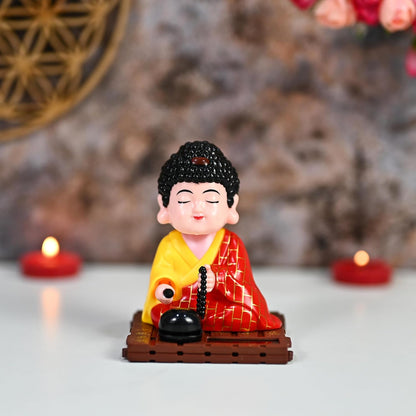 ESHOPYE Solar Buddha Moving Head Idol – Head Shaking Laughing Buddha for Car, Home &amp; Office Décor | Solar Powered Dancing Buddha Statue