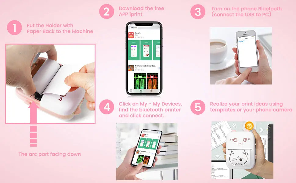 Printing Solution- Portable Wireless Inkless Bluetooth Mini Printer 